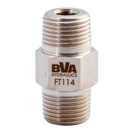 Bva Hydraulics BVA Hydraulic Fitting Hex Nipple, Male 3/8in-18NPTF to Male 3/8in-18NPTF FT114